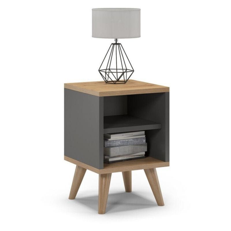 Szafka TYLETEGOTU nocna na nóżkach SKAND dąb grafit 1 szt