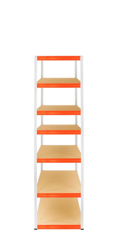 Regał metalowy MODO24 magazynowy biało-pomarańczowy helios 270x45x45cm 7 półek po 175 kg 1 szt.