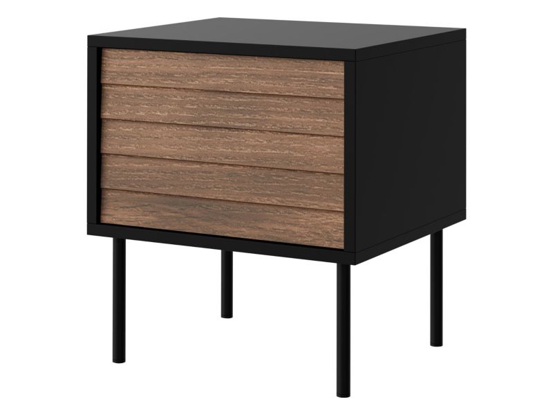 Komplet dwóch stolików nocnych MIRJAN 24 Cortina czarny/orzech warmia 2 szt.