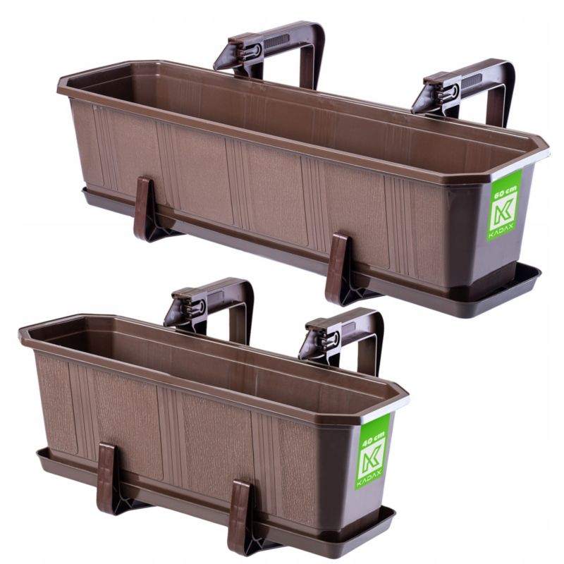 Skrzynka Balkonowa KADAX 60+40cm Uchwyty Brązowa 1 szt.