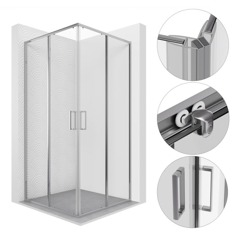 Kabina prysznicowa SEVANTE VOLTA 80x80 kwadratowa przesuwna chrom 1 szt.