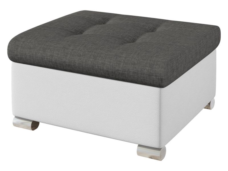 Pufa MIRJAN 24 Niko Mała biała ekoskóra/grafitowa plecionka 1 szt.