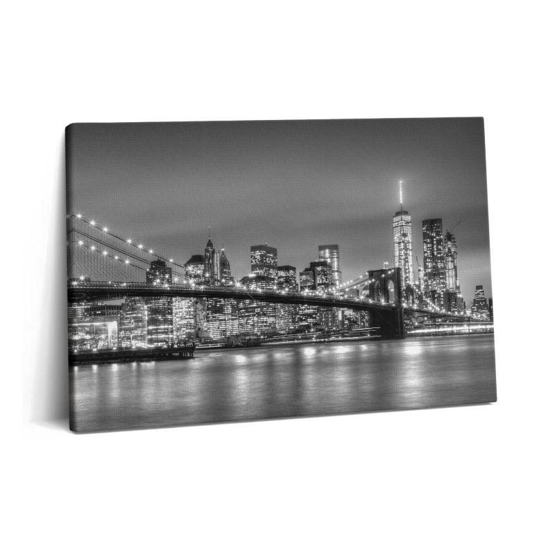 Obraz na płótnie Wallfluent 60x40 cm Nowy Jork Brooklyn Bridge nocą 1 szt.