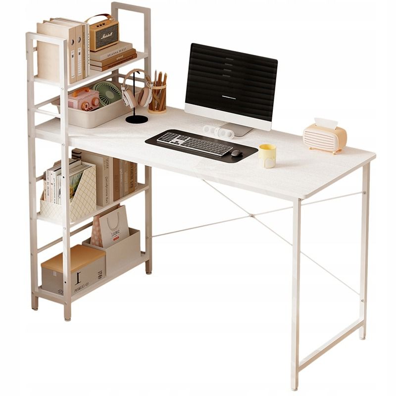 Biurko Rebiko komputerowe stolik loft białe młodzieżowe z regałem półkami 120 cm 1 szt