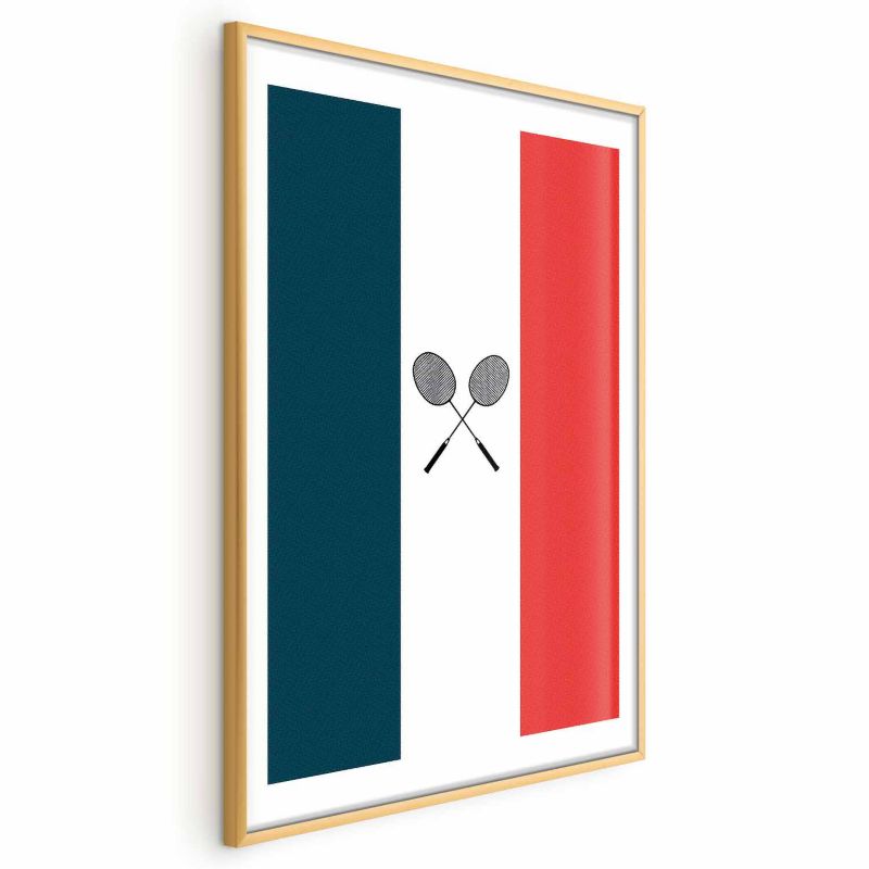 Plakat Artgeist Francja i badminton 21x30 cm z ramą złotą 1 szt