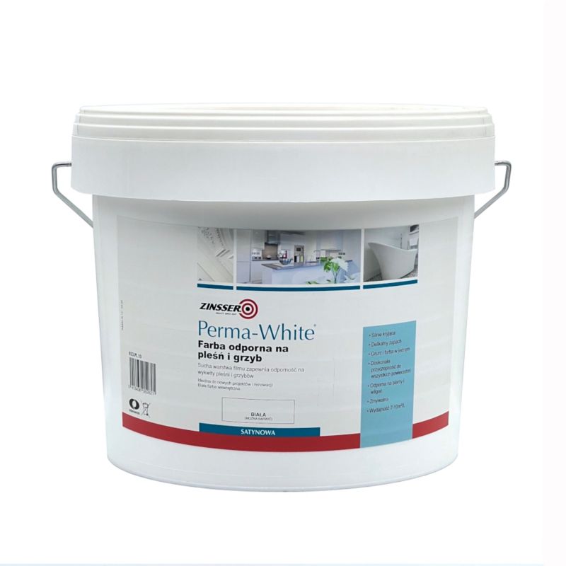 Farba odporna na pleśń i grzyb Zinsser Perma-White 10L satyna 1 szt.
