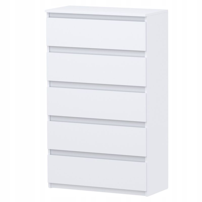 Komoda Z 5 Szufladami Stiv-Meble Biały Mat Szafka 70X33,5X115 Cm 1Szt.