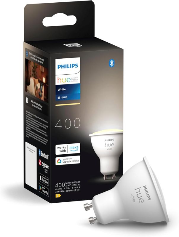 Żarówka LED Philips HUE GU10 Reflektor 4.2W 400lm 2700K Biała Ciepła Inteligentna Bluetooth White 1 szt.