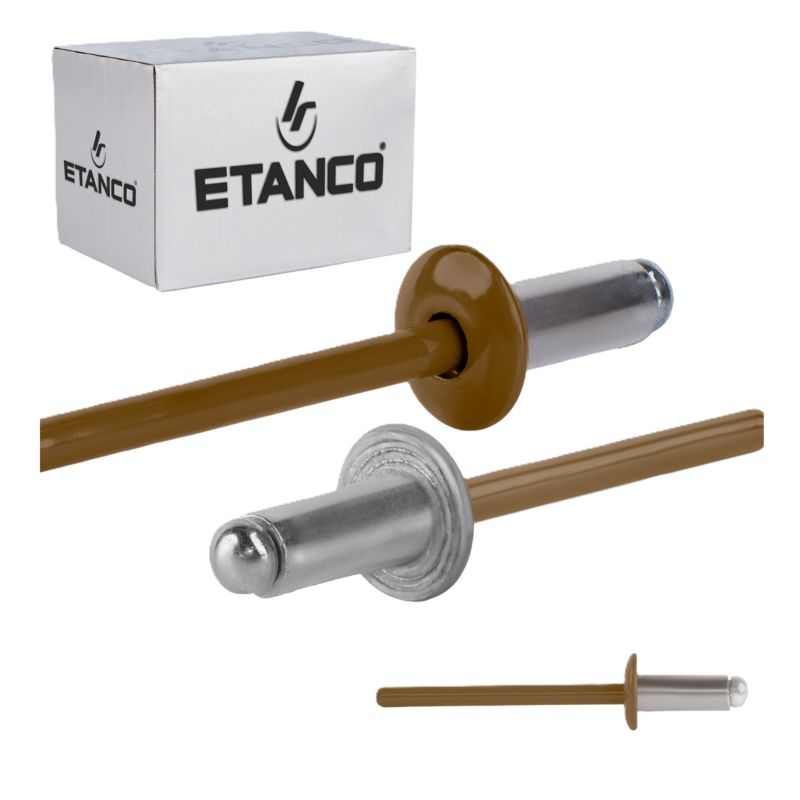 Nity otwarte aluminiowe Etanco Lakierowane RAL 8003 4,0x10 mm 500szt