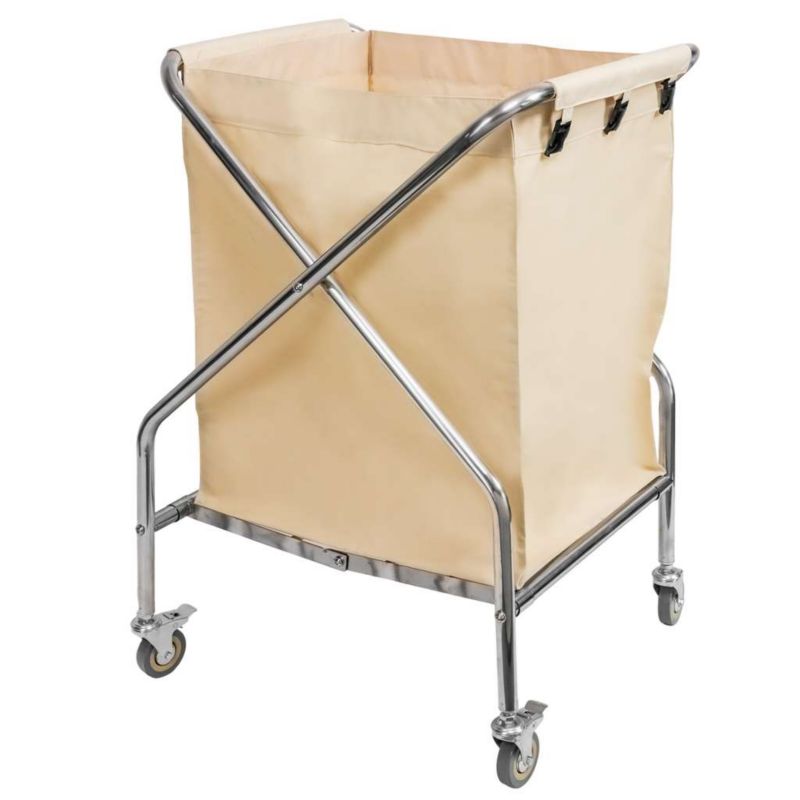 Wózek Mega-M hotelowy na pranie kosz serwisowy ze stali nierdzewnej składany stelaż beżowy 350L 1szt.