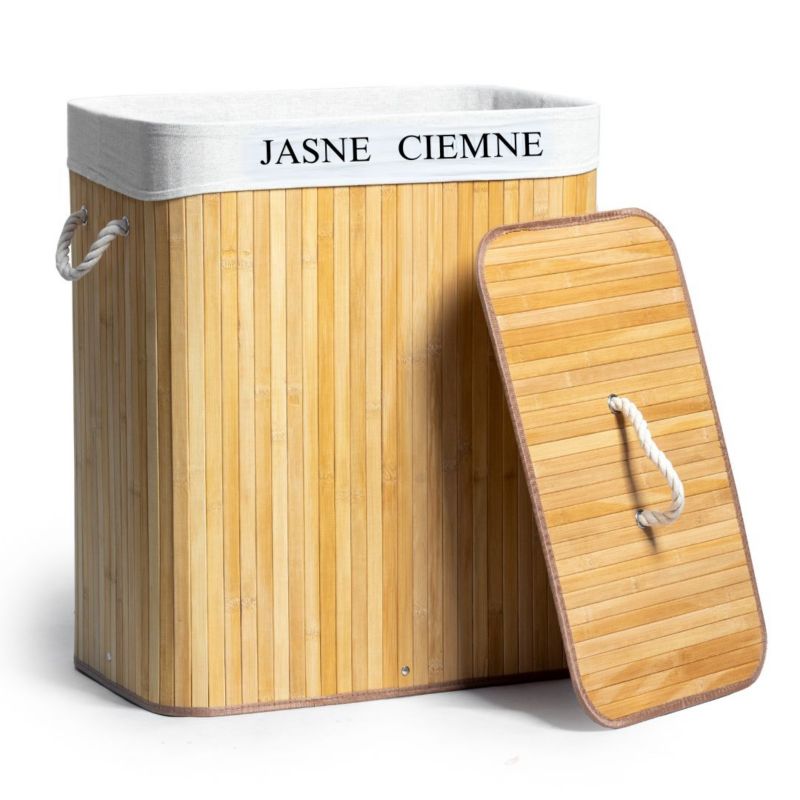 Kosz na pranie Bauerkraft bambusowy 2 komory 100l 1szt.