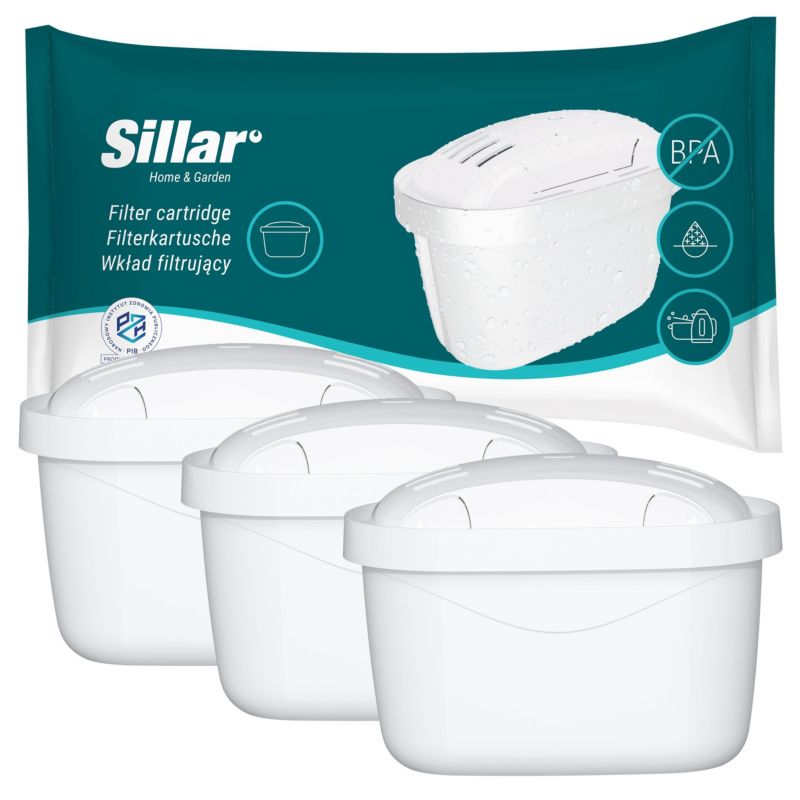 Filtr wody, Sillar, wkład, do dzbanka filtrującego, zamiennik do Brita Maxtra+, Dafi Unimax, Aquaphor, Wessper, 3szt.