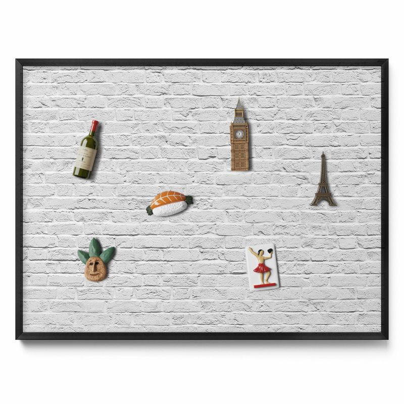 Tablica magnetyczna na ścianę Tulup 80x60 cm Ceglana ściana jasny mur w czarnej ramie 1 szt.