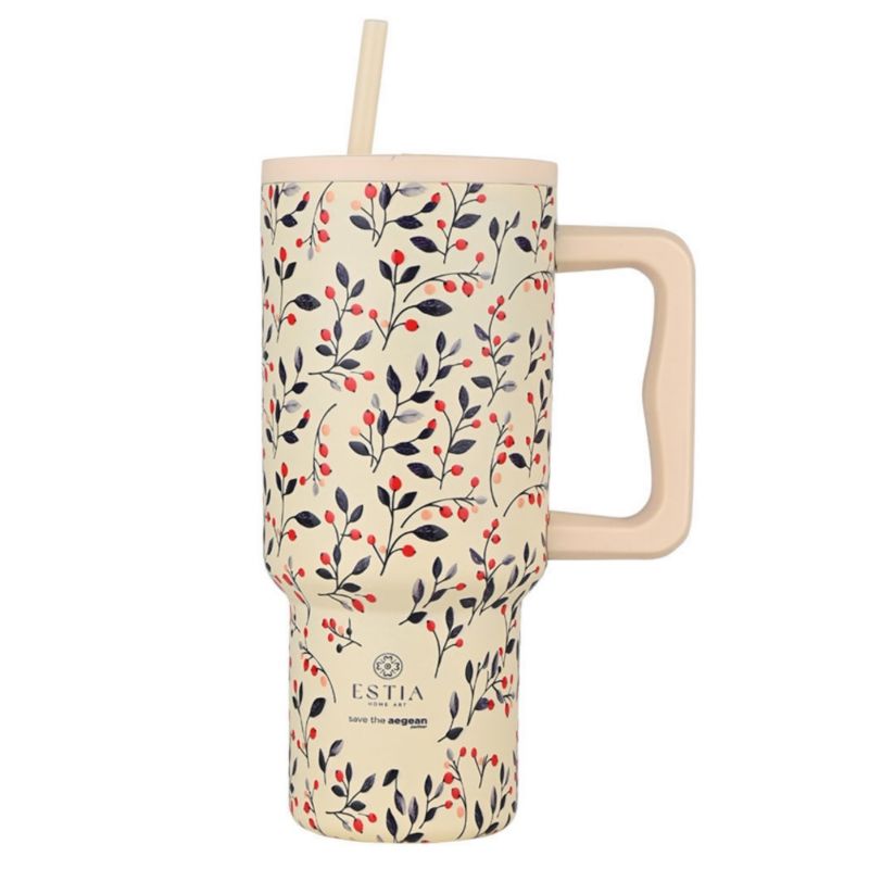 Kubek Termiczny Ze Słomką Bloom Beige Estia Stal Nierdzewna Beżowy 900 Ml 1 Szt.