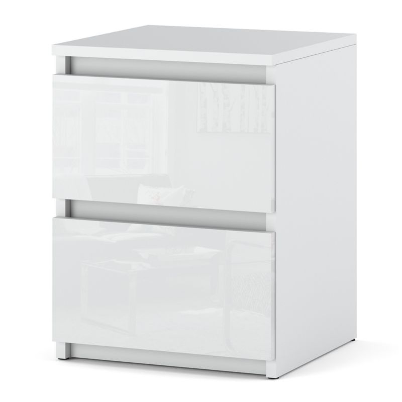 Szafka Nocna Hurtownia-Mebli Szuflady 2 Hugo Max 40cm Biały Mat Biały Połysk 40x40x53.5 cm 1szt.