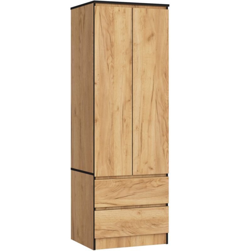 Szafa Akord S60 Dąb Craft 60 cm 2 drzwi 2 szuflady kolor Dąb Craft mat 1 półka 60x51x180 cm 1 szt.