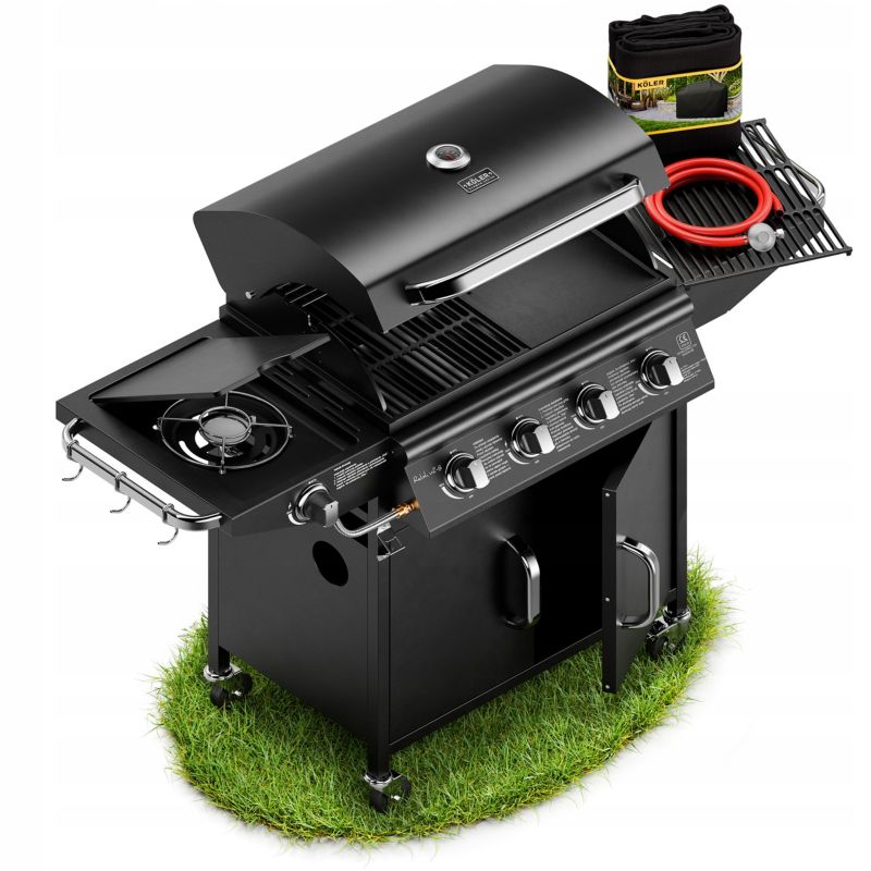Grill Gazowy Koler Relish V2 Czarny Nierdzewny 5 Palników 16kW 2 Ruszty + Pokrowiec 1 szt.