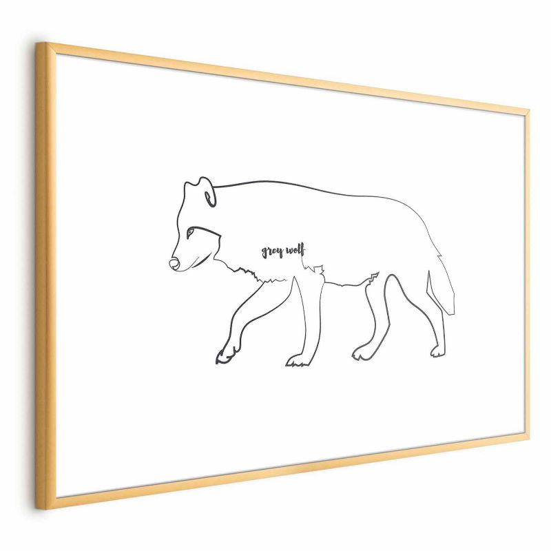 Plakat Artgeist Wilk 60x40 cm z ramą złotą z marginesem 1 szt