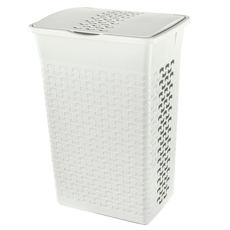 Kosz EDANTI Na Pranie Bieliznę Wolnostojący Łazienkowy 55 L Biały 1 szt.
