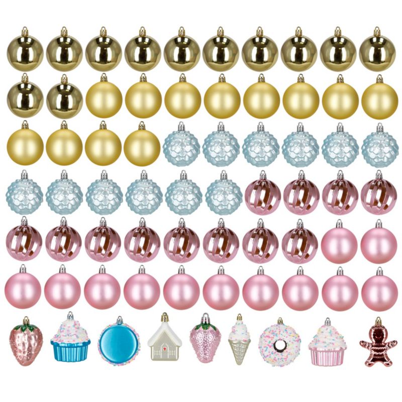 Bombki choinkowe 69 szt. Springos zestaw dekoracji świątecznych, wielokolorowe 1 kpl.