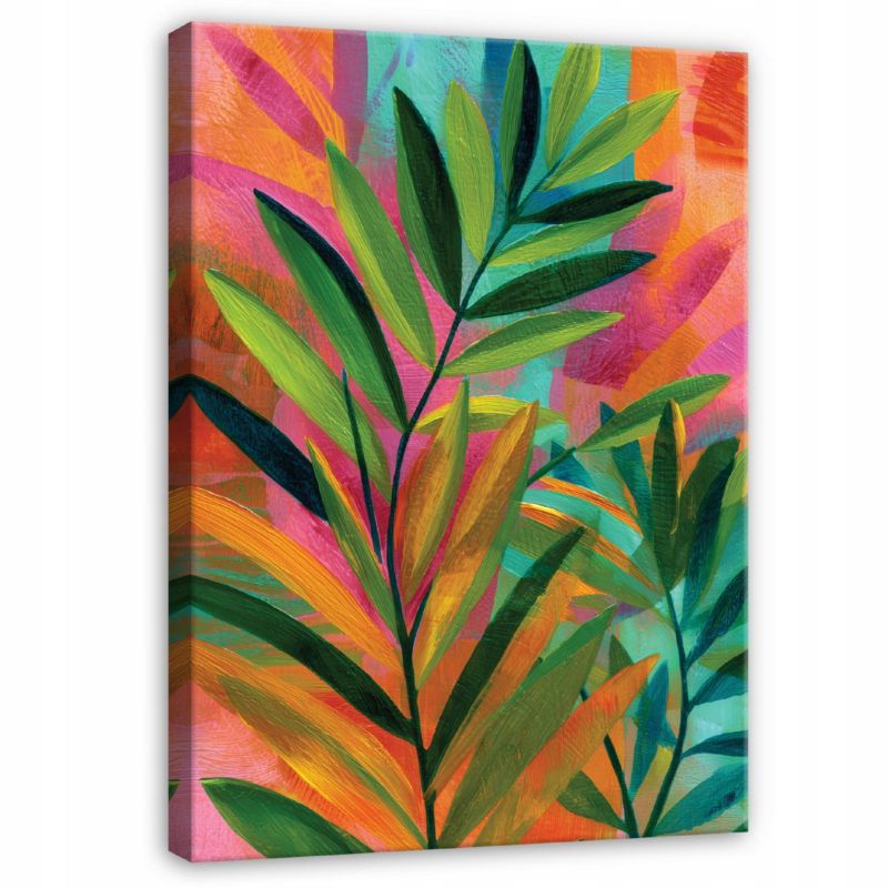 Obraz WALLARENA Do Sypialni Salonu Na Płótnie Liście Akwarela Abstrakcja Zielony 80x120 cm PP16227O20 1 szt.