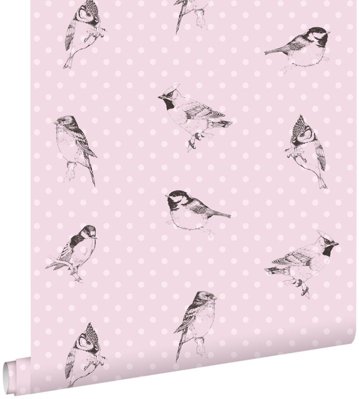 Tapeta ESTAhome ptaki delikatnego różu 53 cm x 10.05 m - 1 rol.