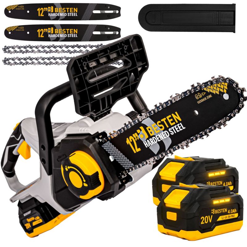 Piła łańcuchowa akumulatorowa 12 cali bezszczotkowa, zestaw XXL 2x akumulator 4.0Ah 1 szt.