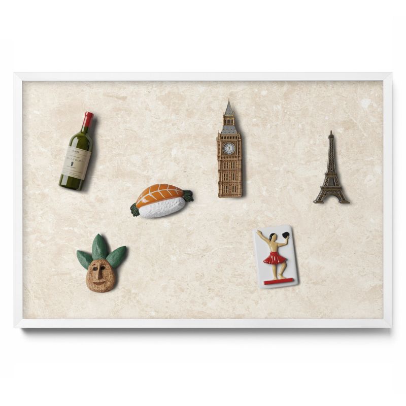 Ozdobna tablica magnetyczna Tulup 60x40 cm Elegancki jasny kamień w białej ramie 1 szt.