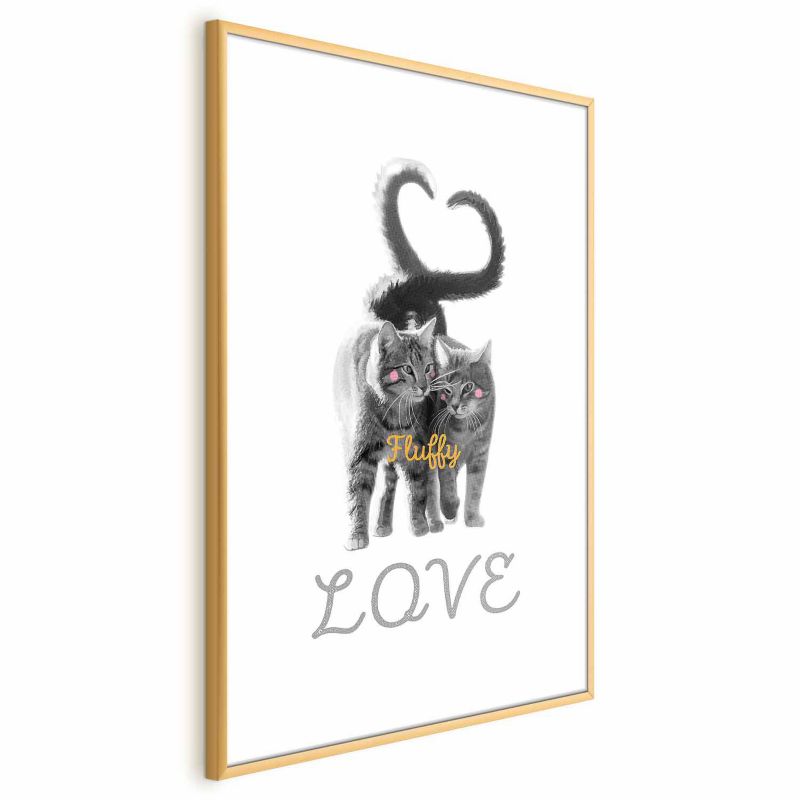 Plakat Artgeist Fluffy Love 21x30 cm z ramą złotą 1 szt