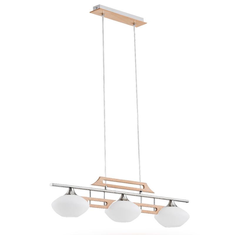 Lampa wisząca drewno Alfa MATEO chromowana-srebrna 3xE14x10W IP20 wym:80x70x15cm - 1 szt.