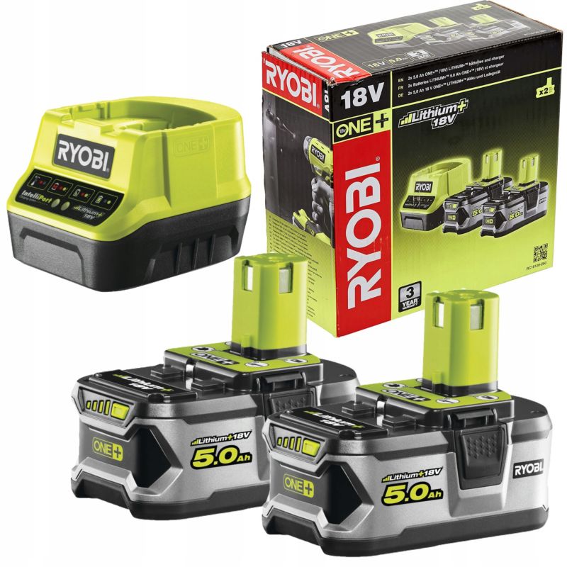 Zestaw Akumulatorów RYOBI 18V Lithium 2 x 5.0 Ah z ładowarką 1st.