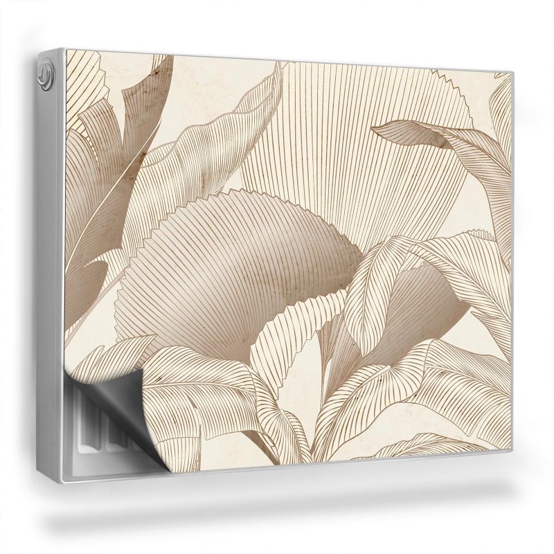 Dekoracyjna osłona mata na kaloryfer Wallfluent 80x60 cm Linearne wzory liści 1 szt.