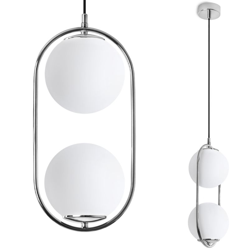 Lampa sufitowa wisząca Light Home LH Luna 2x E14 biały/czarny/chrom 1szt.