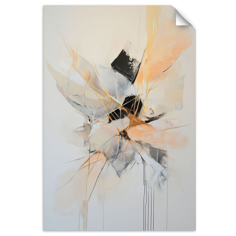 Naklejki samoprzylepne do salonu sypialni Feeby Abstrakcyjne kształty w beżu i pomarańczu 100x150cm 1szt