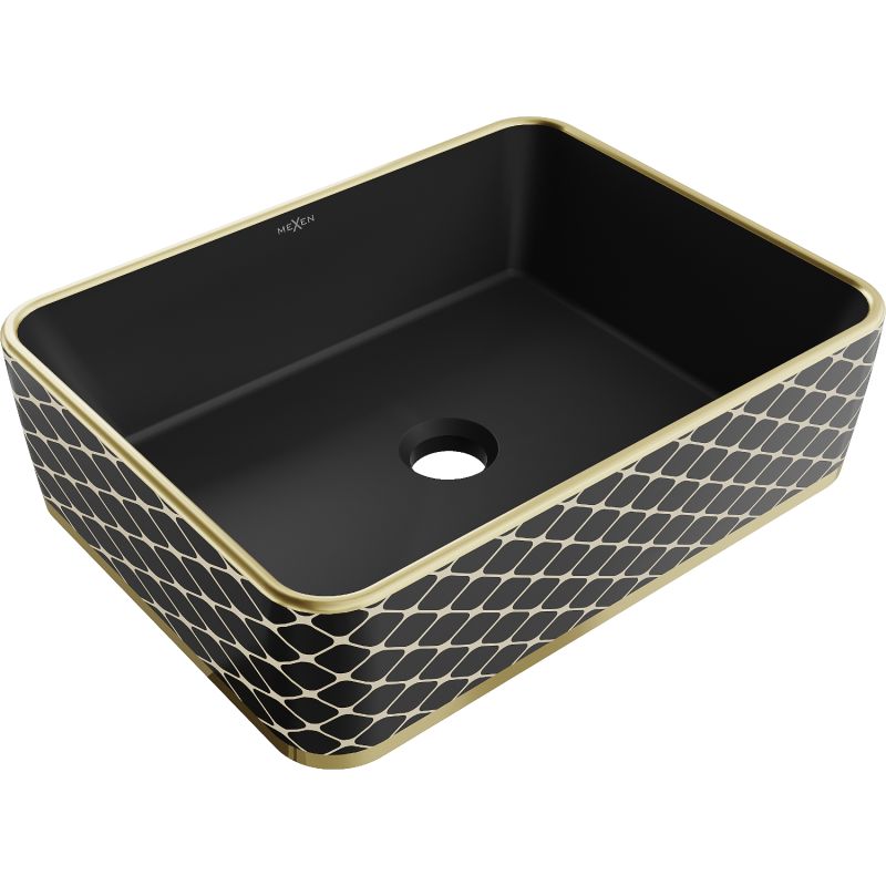 Umywalka nablatowa Mexen Catia czarno-złota 48x37 cm 1 szt.