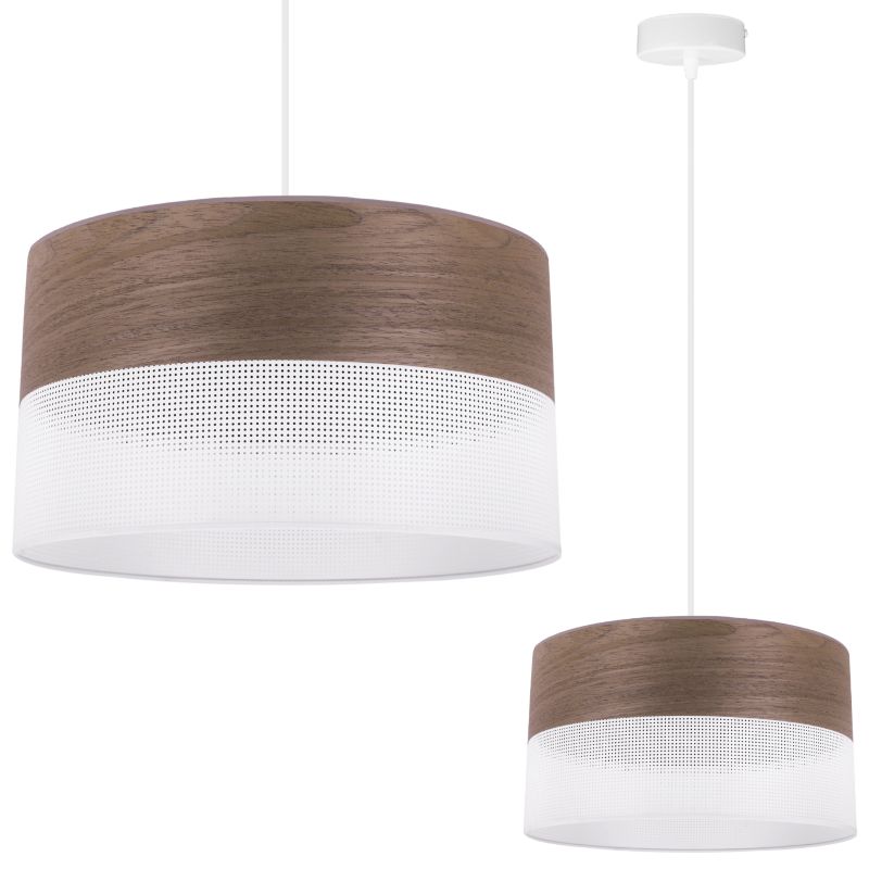 Lampa sufitowa wisząca Light Home LH Wood 1x E27 60W fornir orzech klosz/biały 30cm 1szt.