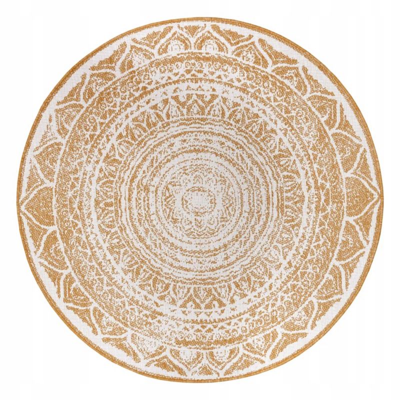 Dywan Northrugs okrągły na taras 200cm,dwustronny,sznurkowy żółto kremowy płaski 1 szt.