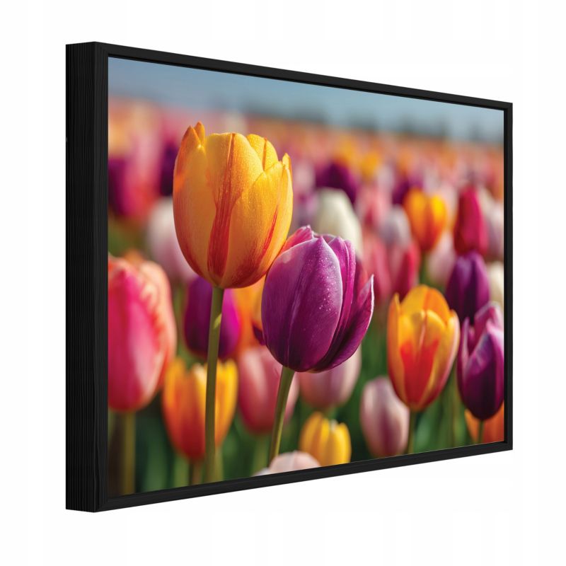 Obraz W Ramie WALLARENA Do Sypialni Salonu Na Płótnie Kwiaty Natura Tulipany Kolorowy 120x80 cm PPR16205O20 1 szt.