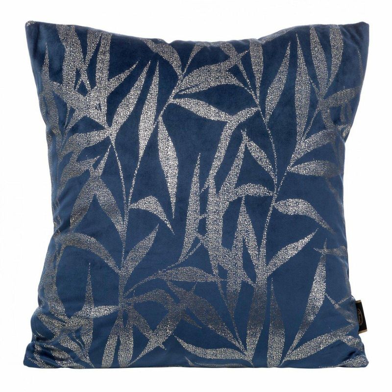 Poszewka BLINK 22 Eurofirany 45 x 45 cm welwetowa granatowa ze złotym nadrukiem liści 1 szt.