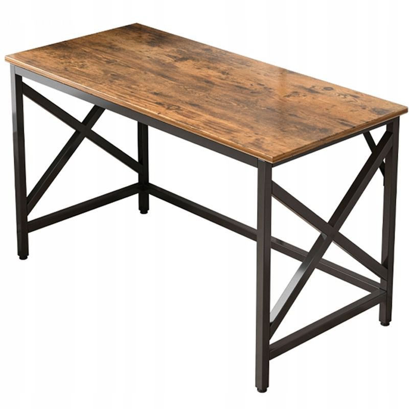 Biurko komputerowe Rebiko industrialne rustykalny brąz metalowa rama 1 szt.