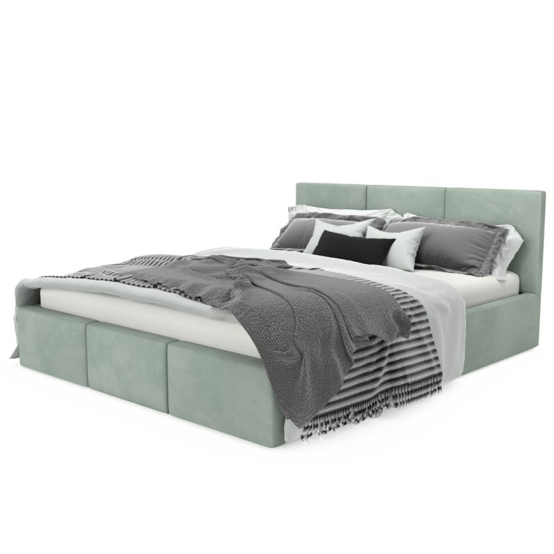 Łóżko Muralo Tapicerowane z Pojemnikiem Miętowe 120x200x100 cm 1szt.