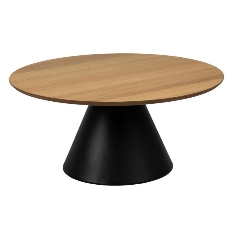 Okrągły Stolik Kawowy Soli ACTONA 85 Cm Czarno-Beżowy 1 szt.