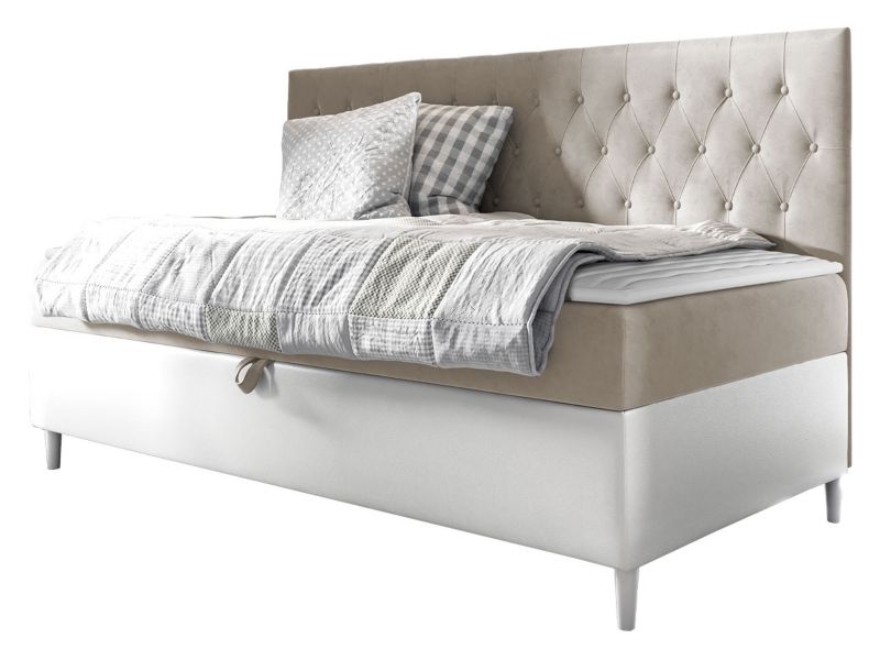 Łóżko kontynentalne MIRJAN 24 Filip Junior 2 90x200 biała ekoskóra/beżowy 1 szt.