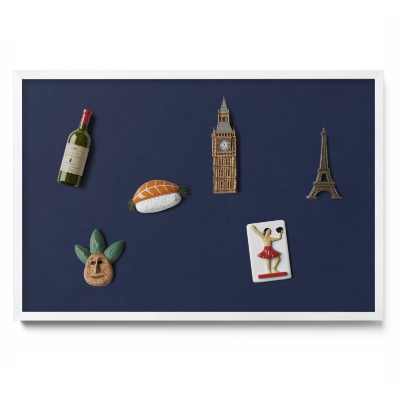 Tablica magnetyczna na ścianę Tulup 60x40 cm Kolor ciemny granatowy w białej ramie 1 szt.