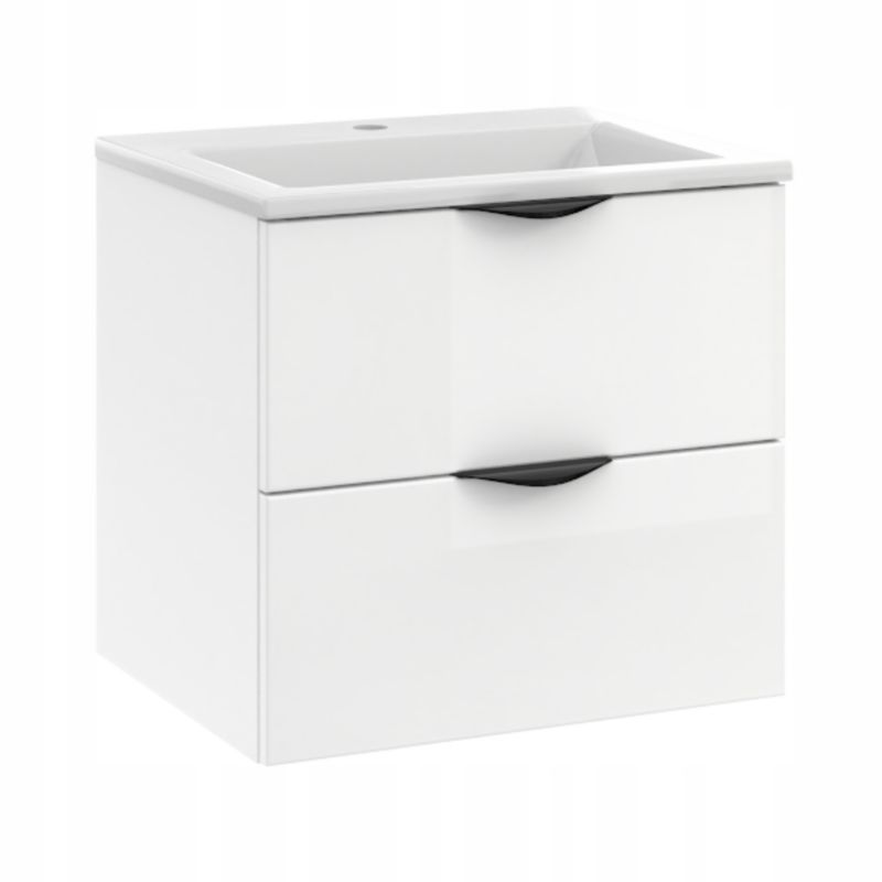 Szafka Łazienkowa Stamar z Umywalką Biała Wisząca 500 x 400 mm z Szufladami Połysk MDF 1 szt