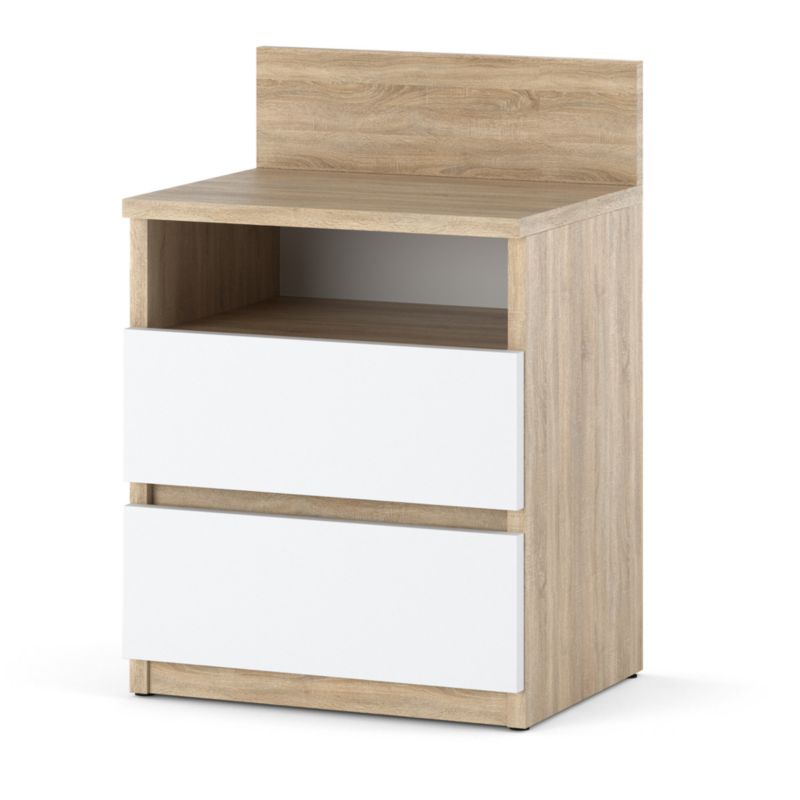 Szafka Nocna Hurtownia-Mebli Szuflady 2 HUGO PLUS 40cm Dąb Sonoma Biały Mat 40x32x59 cm 1szt.
