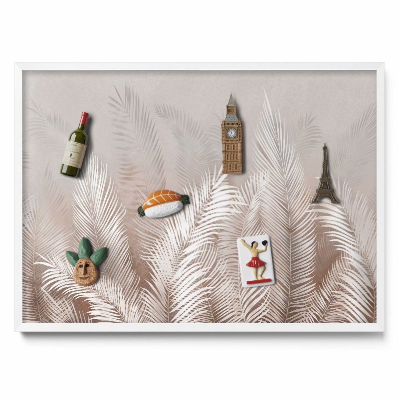 Tablica magnetyczna Tulup 70x50 cm Naturalne boho liście w białej ramie 1 szt.