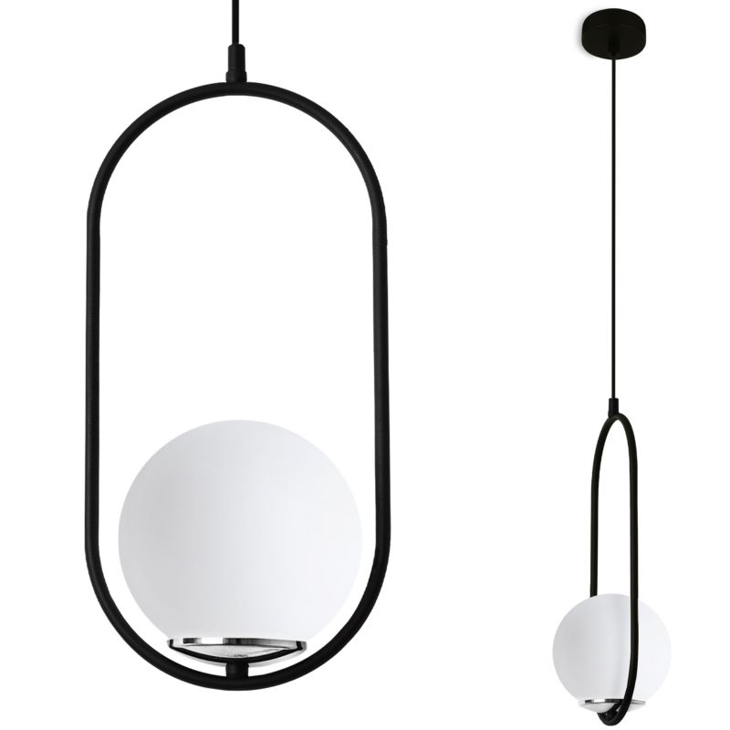 Lampa sufitowa wisząca Light Home LH Luna 1x E14 biały/czarny/chrom 1szt.