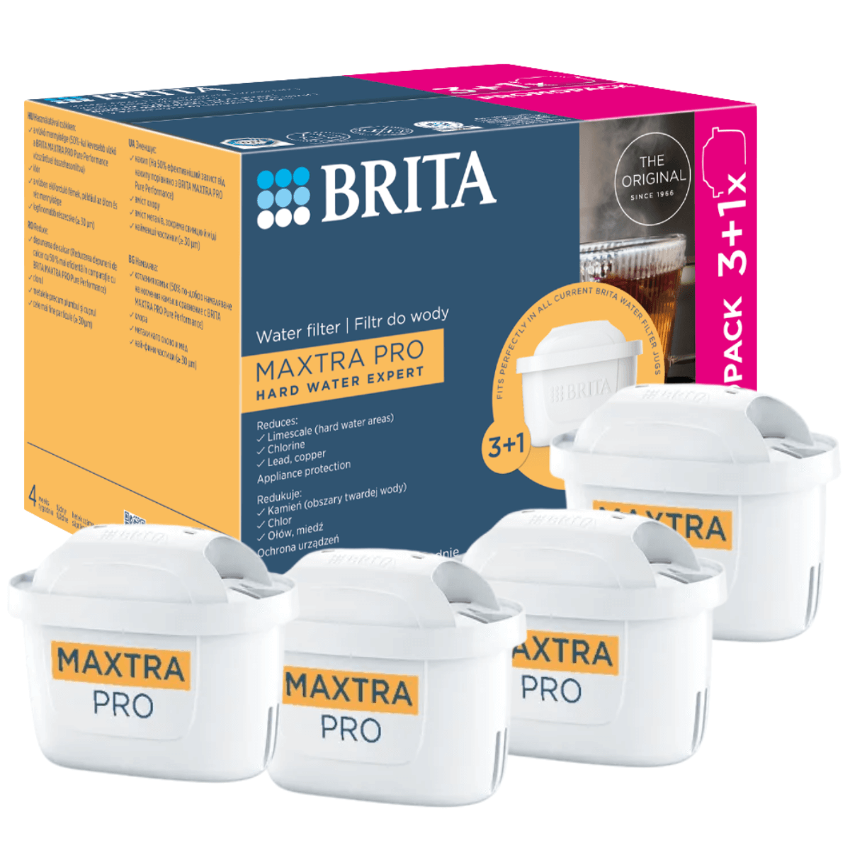Zestaw 3 + 1 (4 sztuki) BRITA Maxtra PRO Hard Water Expert.