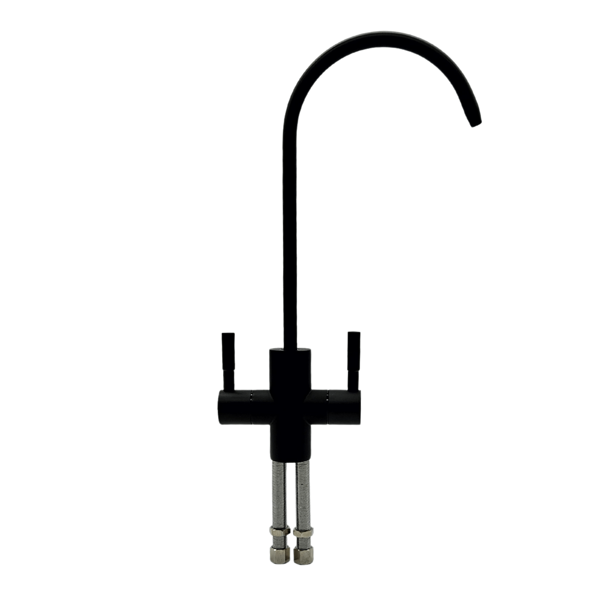 Kran podwójny do dwóch rodzajów wody w kolorze czarny mat. Bateria podwójna do filtra odwróconej osmozy.